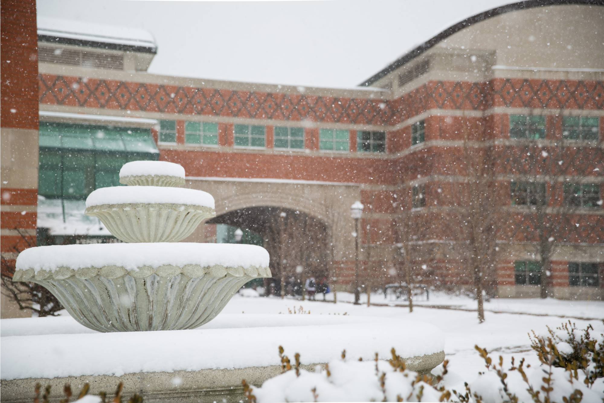 Henry Hall Fountain in winter